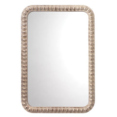 Wood Beaded Mirror - White, Rectangle