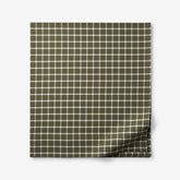 Classic Stripes and Plaids Cool Yarn-Dyed Cotton Percale Flat Bed Sheet - Windowpane Green, Full