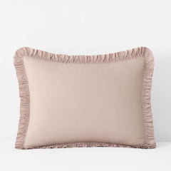 Solid Ruffle Garment Washed Cotton Percale Sham - Rose, King