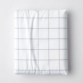 Tailored Stripes and Plaids Classic Cool Cotton Percale Fitted Bed Sheet - Block Plaid Light Graphite, King