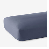 Premium Breathable Washed Linen Solid Fitted Bed Sheet - Denim Blue, Twin