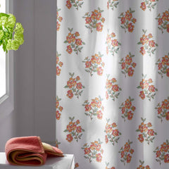 Blossoms and Stripes Classic Cool Cotton Percale Shower Curtain - Petal Charm