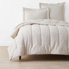 Solid Garment Washed Cotton Percale Comforter - Buff, King/Cal. King