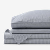 Classic Stripes and Plaids Cool Yarn-Dyed Cotton Percale Bed Sheet Set - Stripe White/Blue, King