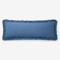 Katherine Plaid Yarn-Dyed Cotton Decorative Lumbar Pillow Cover - Blue