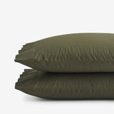 Solid Garment Washed Cotton Percale Pillowcase Set - Olive, Standard