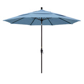 Round Outdoor Patio Umbrella, Fiberglass with Twist Tilt - Bronze Finish, Air Blue, 11'