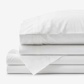 Contrast Border Premium Cool Supima® Cotton Percale Bed Sheet Set - White, Queen