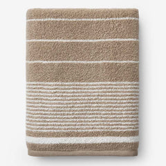 Plush Spa Stripe Bath Sheet - Light Mocha