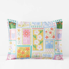 Stitch and Bloom Classic Cool Organic Cotton Percale Sham - White Multi, Standard