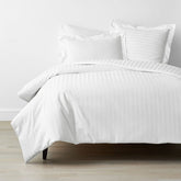 Dobby Stripe Classic Smooth Wrinkle-Free Sateen Bed Duvet Cover - White, Full