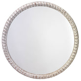 Wood Beaded Mirror - White, Round