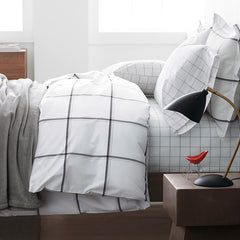 Tailored Stripes and Plaids Classic Cool Cotton Percale Pillowcase Set - Block Plaid Light Graphite, King