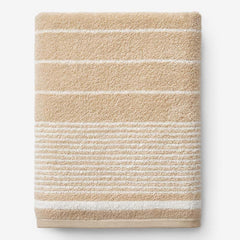 Plush Spa Stripe Bath Sheet - Light Antique Beige