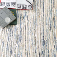 Denim Rag Handwoven Cotton Rug - Blue, 2' 6" x 8' Runner