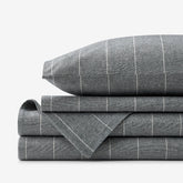 Bromley Premium Ultra-Cozy Flannel Bed Sheet Set - Smoke Stripes, Queen