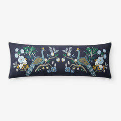 Peacock Decorative Lumbar Pillow Cover - Navy Multi