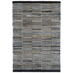 Denim Rag Handwoven Gridwork Cotton Rug - Blue, 8' x 10'