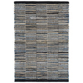Denim Rag Handwoven Gridwork Cotton Rug - Blue, 5' x 8'