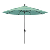 Round Outdoor Patio Umbrella, Fiberglass with Twist Tilt - Black Finish, Spectrum Mist, 11'