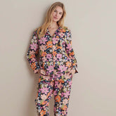 Printed Poplin Women's Button-Down Pajama Set - Wild Floral, M