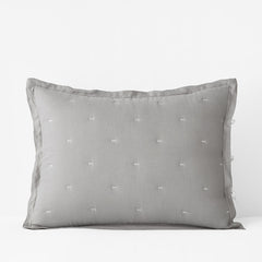 Reversible Premium Breathable Relaxed Linen Quilted Sham - White/Gray, Standard