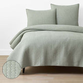 Fara Textured Kantha Quilt - Green, Twin/Twin XL