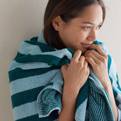 Reversible Stripe Turkish Cotton Hand Towel - Dark Teal