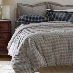 Classic Stripes and Plaids Cool Yarn-Dyed Cotton Percale Comforter - Mini Check Multi, Full