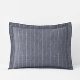 Tailored Stripes Premium Breathable Washed Linen Cotton Reversible Sham - Wide Stripe Deep Navy, King