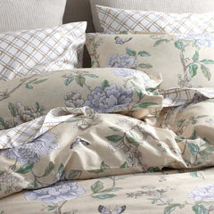 Peony Garden Premium Smooth Wrinkle-Free Sateen Comforter - Beige Tan, Twin/Twin XL