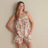 Printed Voile Women's Babydoll Shorts Set - Wild Bloom, L