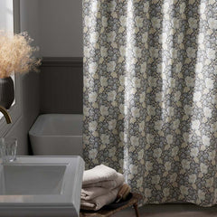 Tapestry Floral Garment Washed Cotton Percale Shower Curtain - Ivory Multi