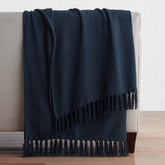 Textured Stripe Throw - Dark Blue