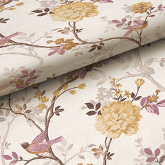 Traditional Bird Removable Wallpaper - Light Yellow, Swatch