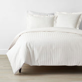 Dobby Stripe Classic Smooth Wrinkle-Free Sateen Bed Duvet Cover - Cream, Twin/Twin XL