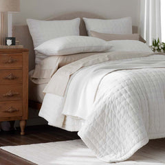 Tufted Stitch Velvet Quilted Sham - White, Standard