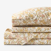 Joyful Floral Classic Smooth Sateen Bed Sheet Set - Gold, Queen