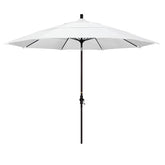 Round Outdoor Patio Umbrella, Fiberglass with Twist Tilt - Bronze Finish, Natural, 11'