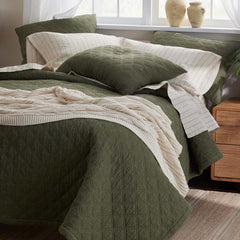 Waffle Quilted Sham - Olive, Euro