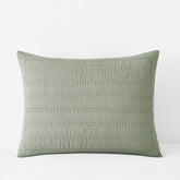 Premium Breathable Washed Linen Solid Quilted Sham - Moss, King