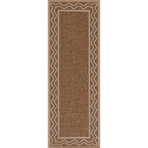 Wave Border Outdoor Rug - Natural, 2' 7" W x 7' 6" Runner