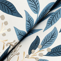 Willowberry Traditional Wallpaper - Blue White, Roll