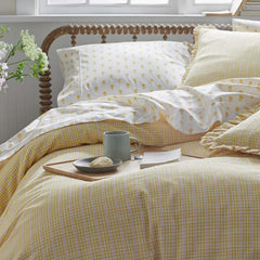 Mini-Prints Garment Washed Cotton Percale Pillowcase Set - Flowers Yellow, King