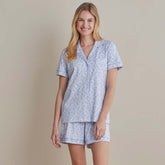 Printed Peruvian Cotton Women's Shorts Set - Bergen Blue, S