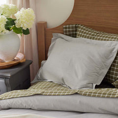 Classic Stripes and Plaids Cool Yarn-Dyed Cotton Percale Duvet Cover - Stripe Green, King/Cal. King