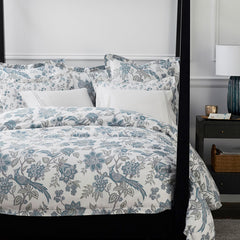 Sonita Premium Smooth Sateen Flat Bed Sheet - Blue/Ivory, King/Cal King