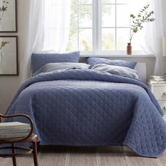 Waffle Quilted Sham - Denim Blue, King