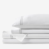 Dorset Stripe Luxe Smooth Egyptian Cotton Sateen Bed Sheet Set - Gray, King