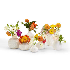 Textured Ceramic Vases, Set of 7 - White